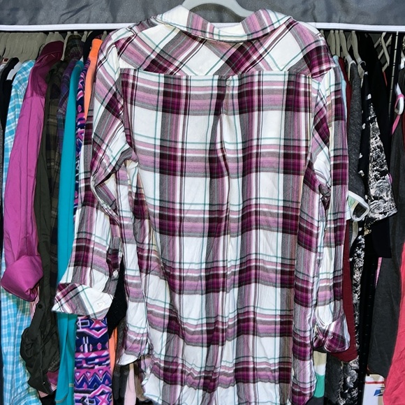 1x Ava & Viv plaid button down 3/4 shirt - Picture 8 of 8